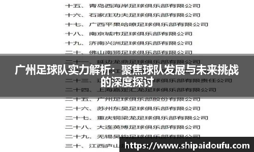 广州足球队实力解析:聚焦球队发展与未来挑战的深度探讨